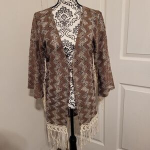 Rodeo fox open knit sleeved cardigan cover up